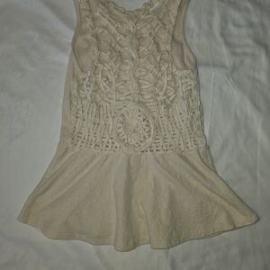 Free People Cream Sleeveless Blouse